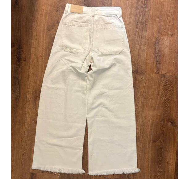 NWOT Everlane The Mariner Wide Leg Cropped Jean In Frayed Hem Bone Size 23 - Picture 9 of 10